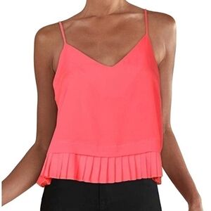 FRENCH CONNECTION PEPLUM RUFFLE TANK TOP IN AZALEA SZ XS